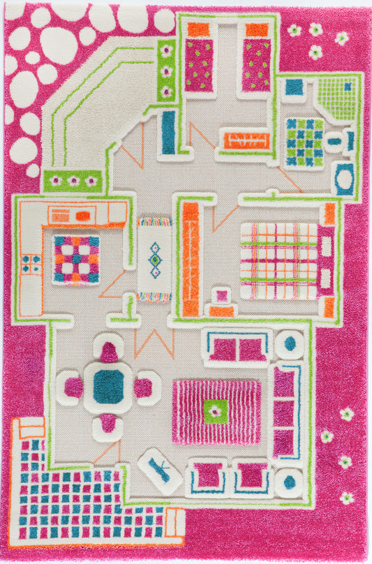 IVI 3D-Spielteppich "Spielhaus Pink"