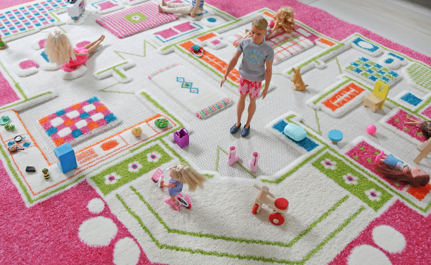 3D-Spielteppich "Spielhaus Pink"