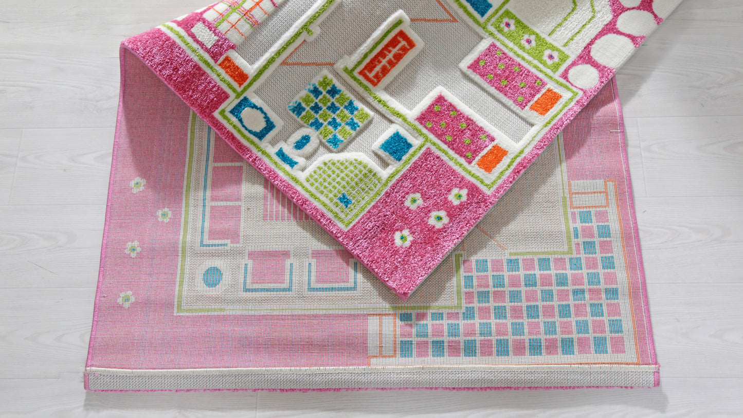 3D-Spielteppich "Spielhaus Pink"
