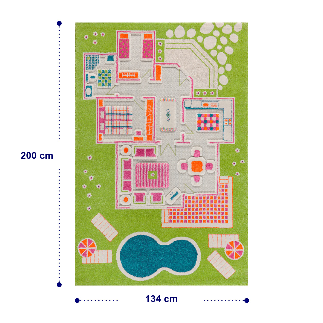 IVI 3D-Spielteppich "Spielhaus Grün"