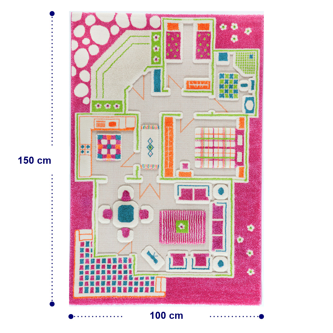 IVI 3D-Spielteppich "Spielhaus Pink"