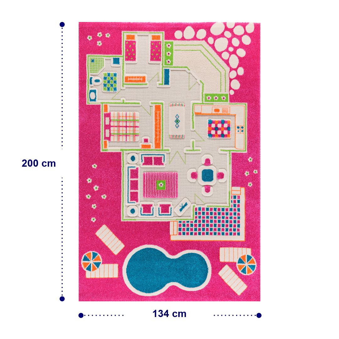 IVI 3D-Spielteppich "Spielhaus Pink"