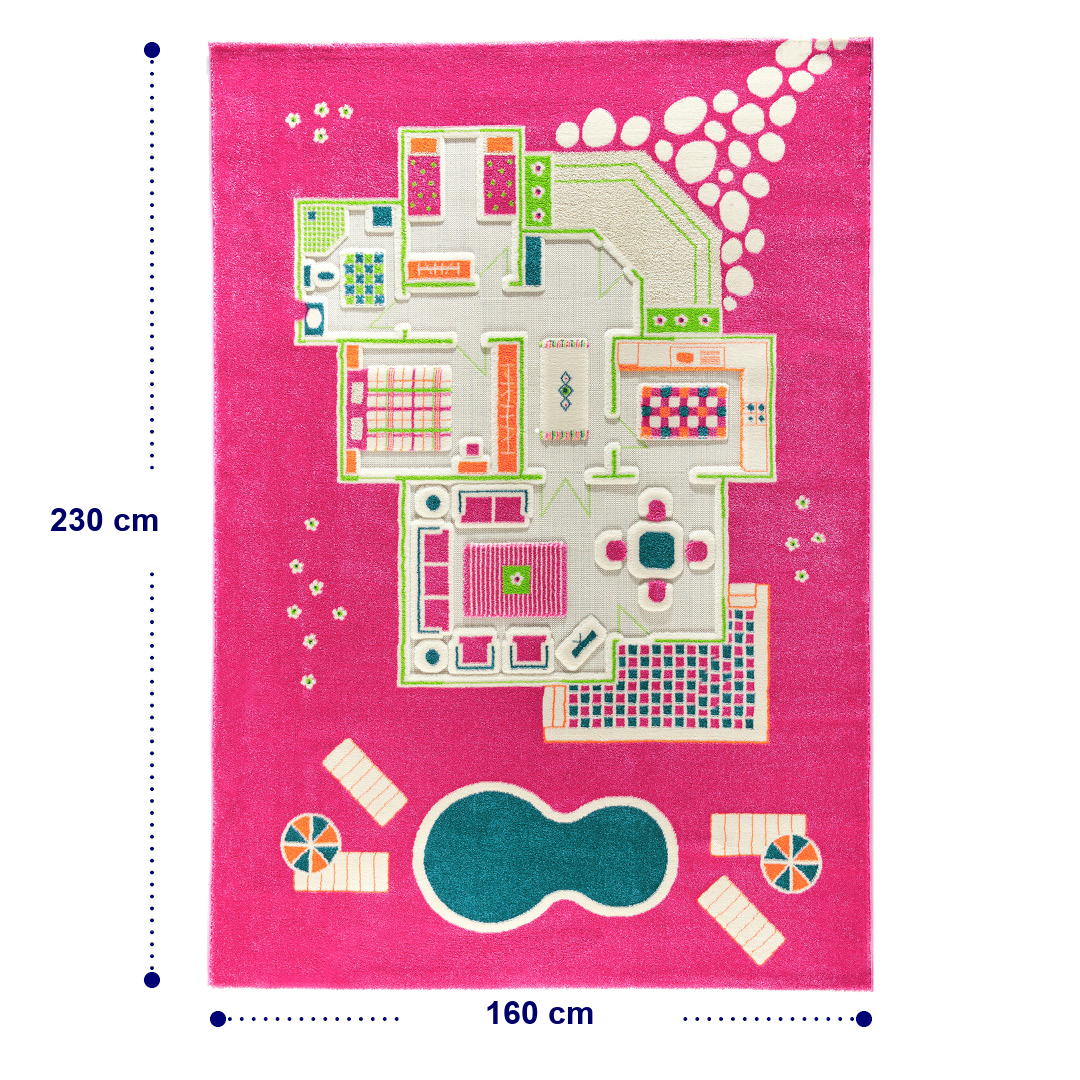 IVI 3D-Spielteppich "Spielhaus Pink"